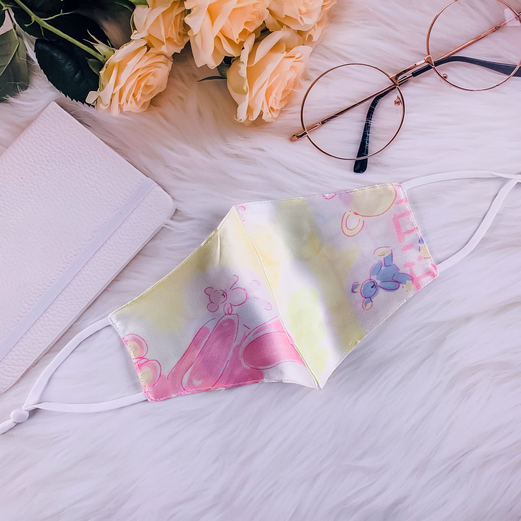 MASQUE DE PROTECTION EN SOIE À MOTIF | PATTERNED SILK FACE MASK PROTECTION - Kimo Soaps