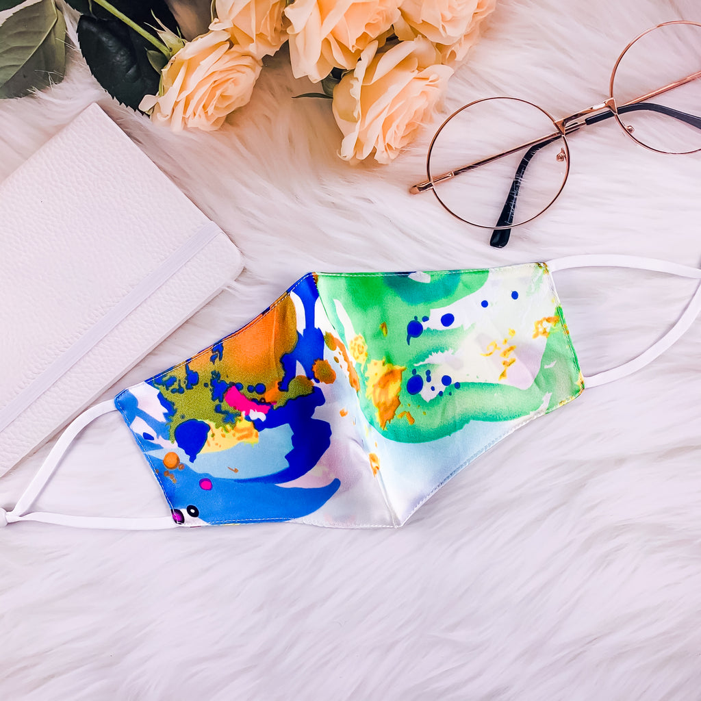 MASQUE DE PROTECTION EN SOIE À MOTIF | PATTERNED SILK FACE MASK PROTECTION - Kimo Soaps