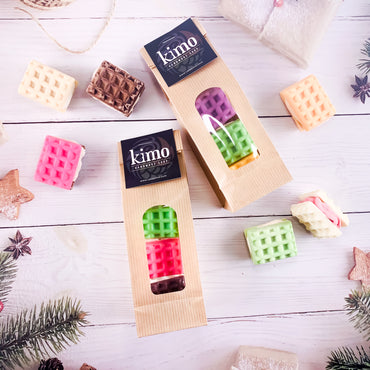 SAC CADEAU DE 3 SAVONS GAUFRES  | GIFT BAG OF 3 WAFFLE SOAPS - Kimo Soaps