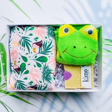 COFFRET CADEAU BÉBÉ SOURIANT Couche + Gant de bain + Savon