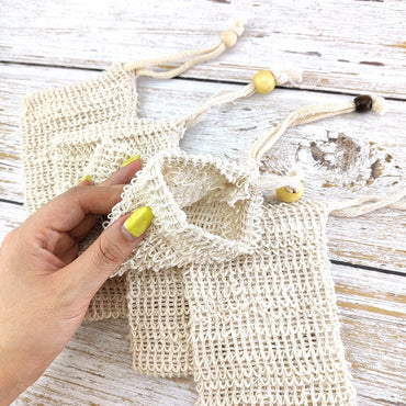 Sac Exfoliant Moussant à Savon en Maille de Sisal Naturel - Kimo Soaps